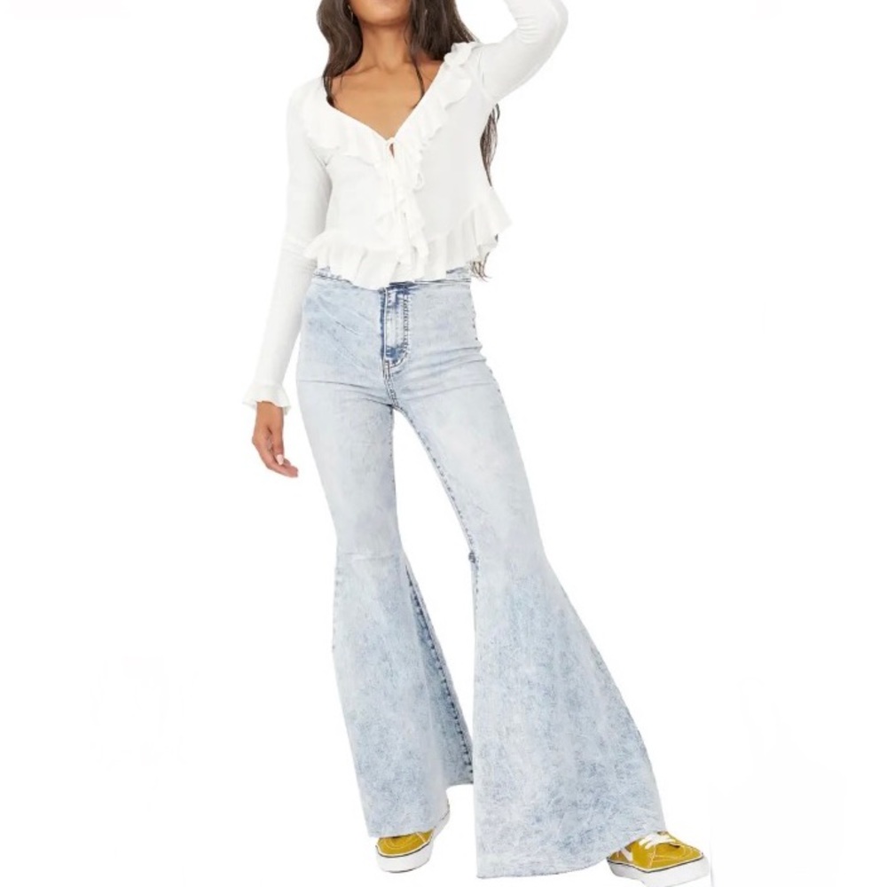 Free People Float on Flare Jeans in Indigo Marble